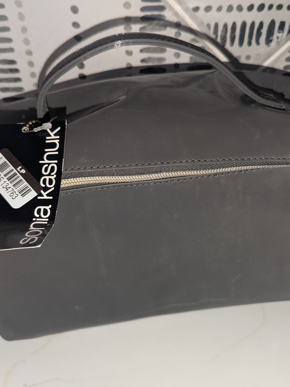 Sonia Kashuk Charcoal Gray Diagonal Zipper Makeup Bag